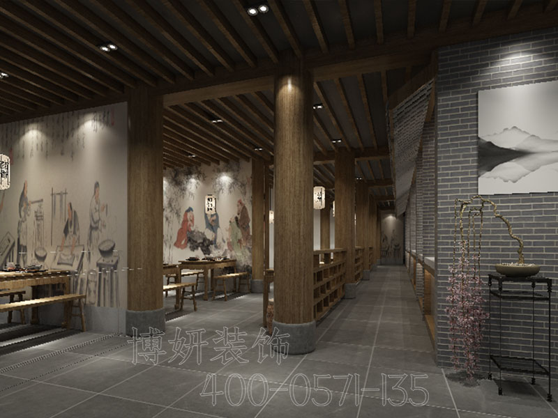 餐厅装修设计,中式餐厅装修,杭州中式餐厅装修
