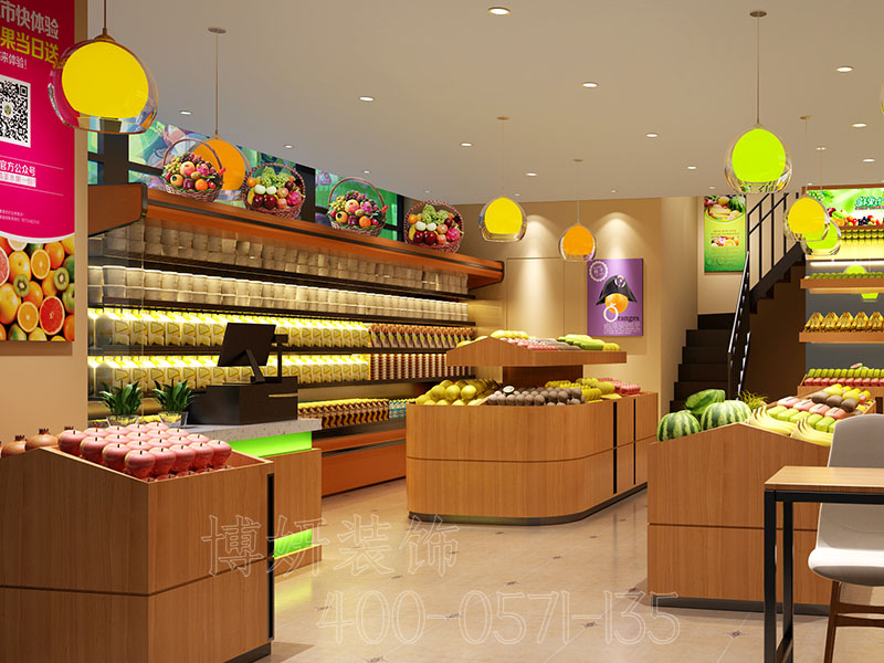 杭州专业水果店装修设计,小型水果店设计效果图,杭州店铺装修设计公司